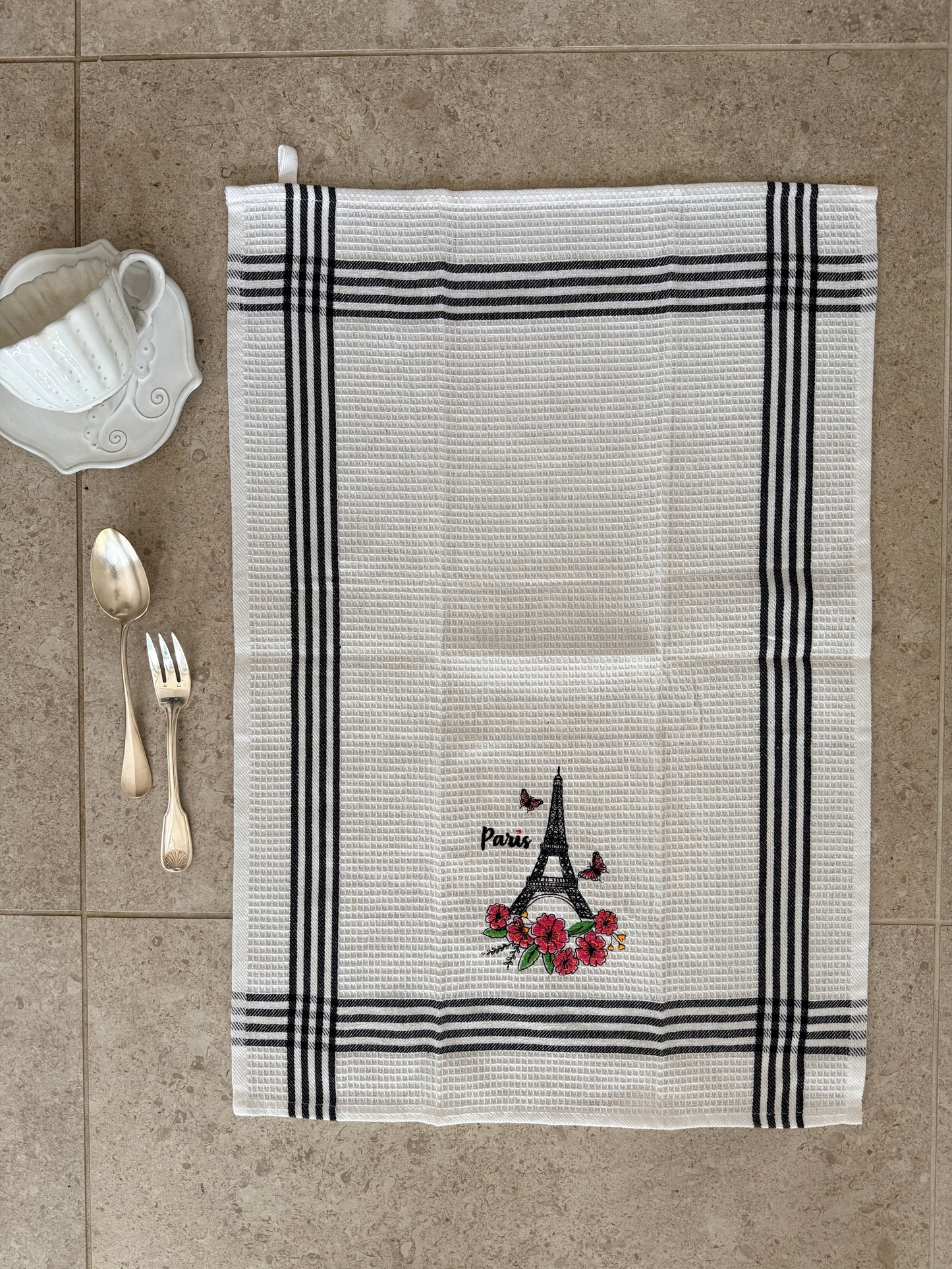 フレンチスタイル 刺繍のキッチンクロス