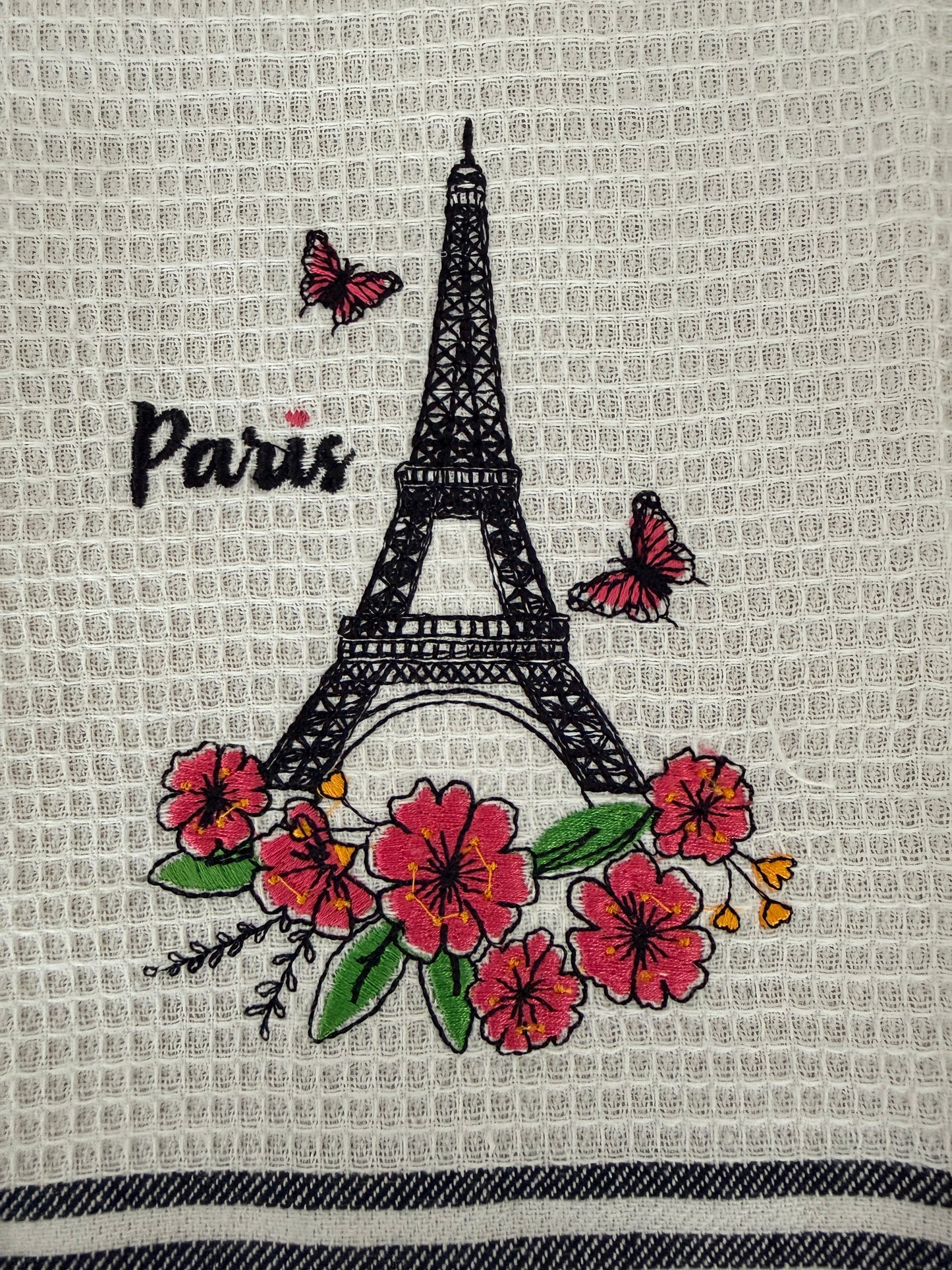 フレンチスタイル 刺繍のキッチンクロス