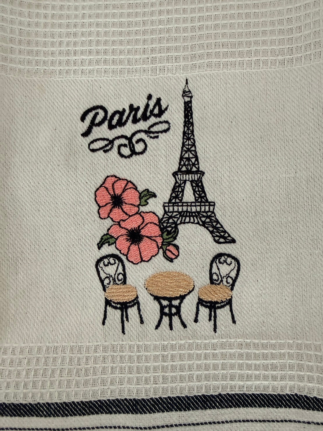 フレンチスタイル 刺繍のキッチンクロス